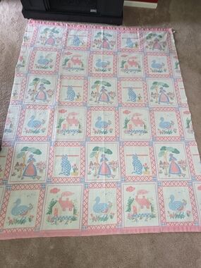 Vintage Beacon Patchwork Blanket Farmhouse Cottagecore Throw Cozy Rustic Decor